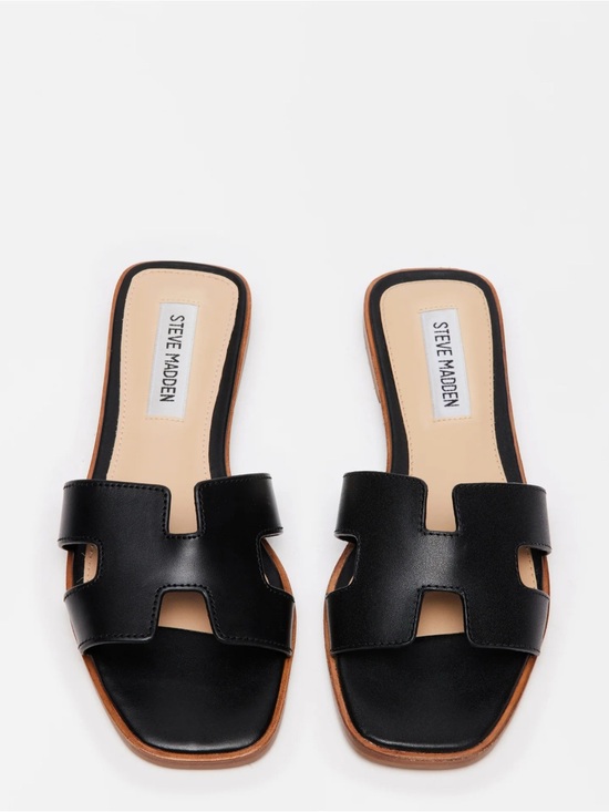 Steve Madden Shoes - Steve Madden Black Leather Slide Sandals